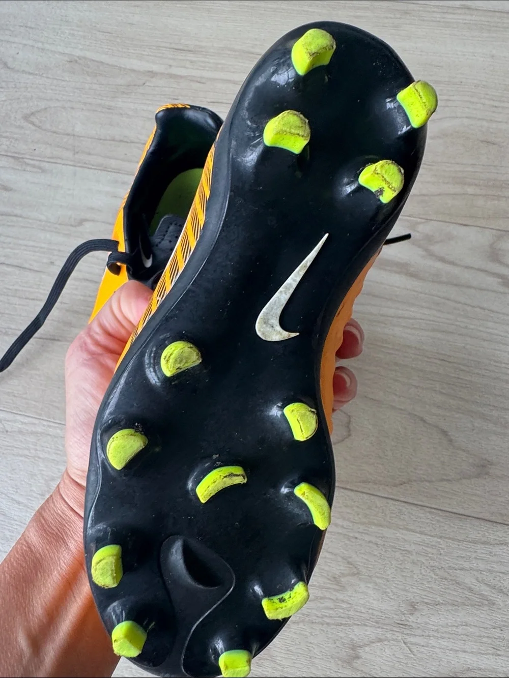 Nike Orange and Black Soccer Cleats with Studded Outsole